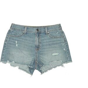Aerie Blue Jean Shorts High-Waisted Distressed